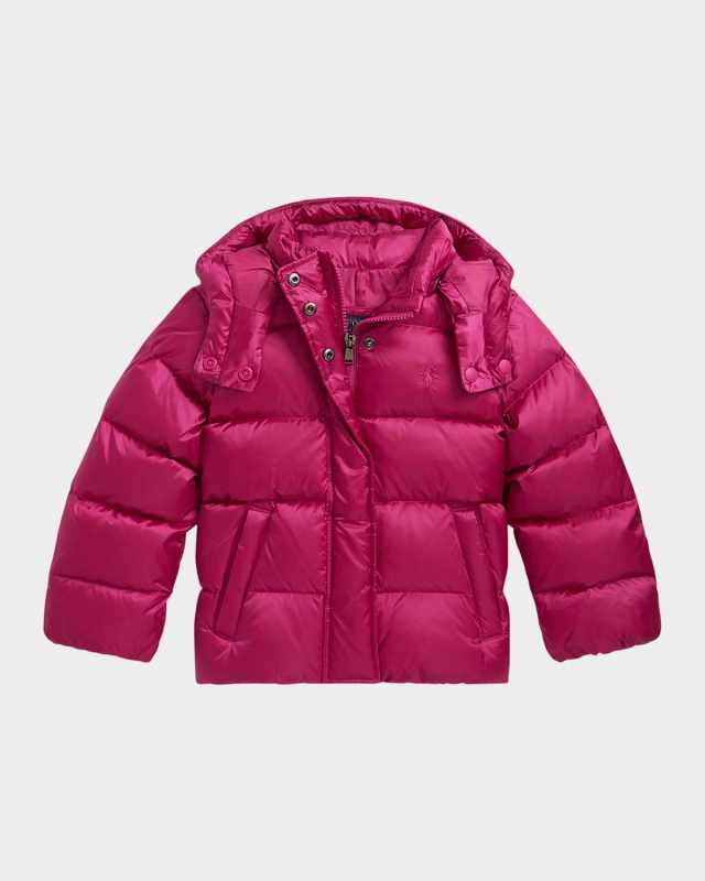 Girl's Carly Metallic Nylon Puffer Down Jacket, Size 2-6